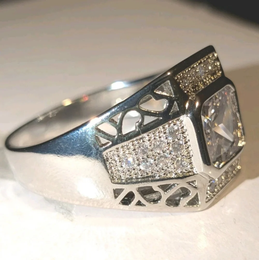 4 Ct Shiny Classic Men's Lab Created Diamond 925 Silver Wedding Band Ring Sz 12